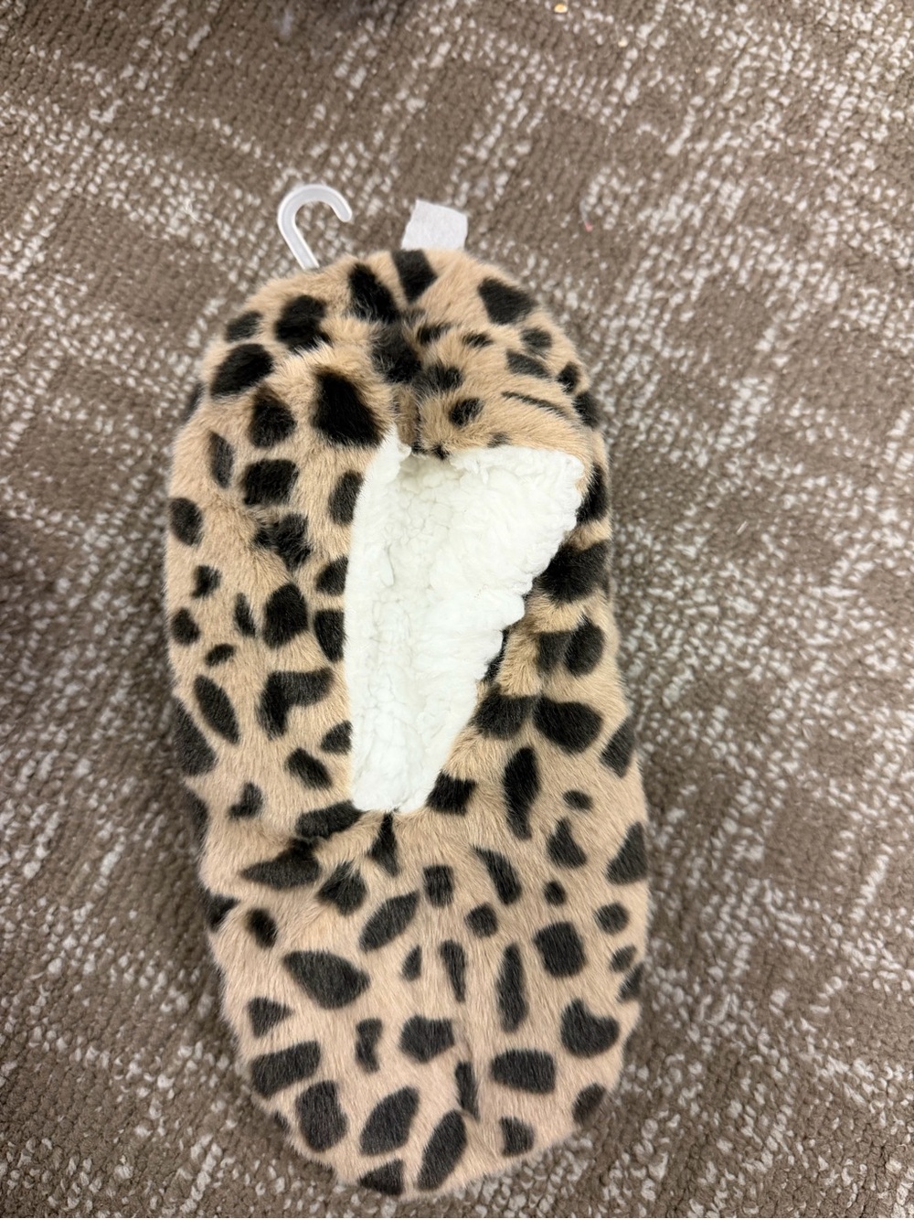 Kids Leopard Print Fleece Slipper - Tan and Black